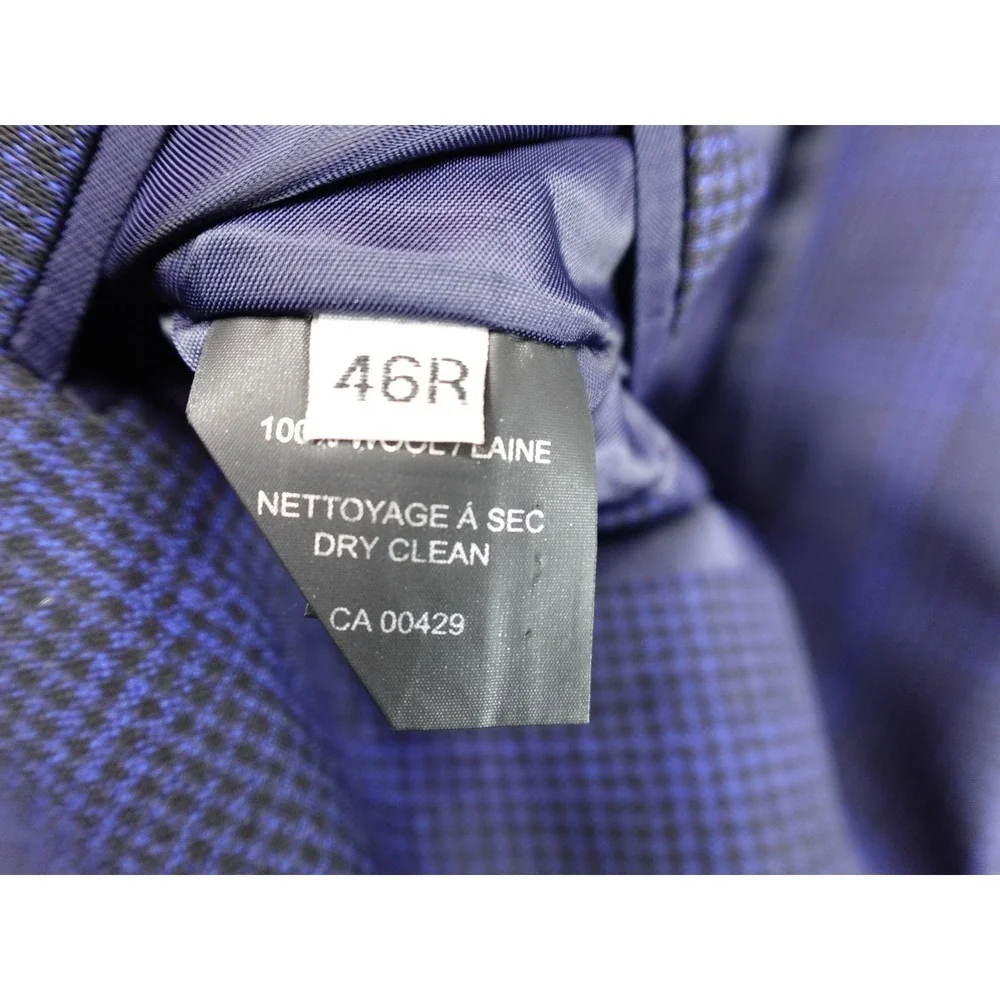 Peter Millar Sport Coat Mens 46R Navy Blue Purple Check Blazer Excellent Canada